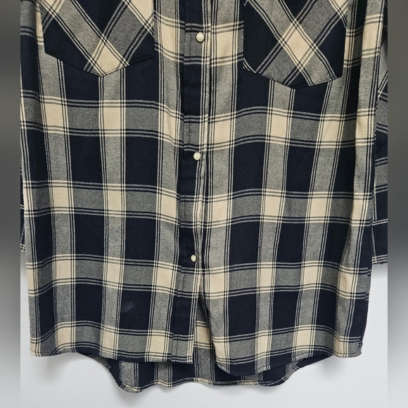 Zara Small Plaid Floral Embroidered Beaded Pearl Snap Button Down Shirt/Blouse - Picture 8 of 13